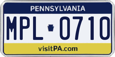 PA license plate MPL0710