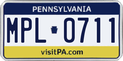 PA license plate MPL0711