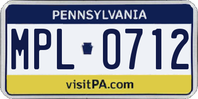 PA license plate MPL0712