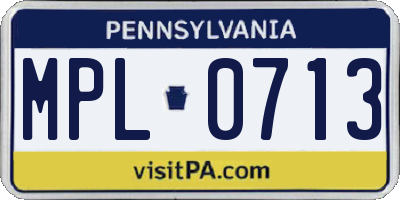 PA license plate MPL0713