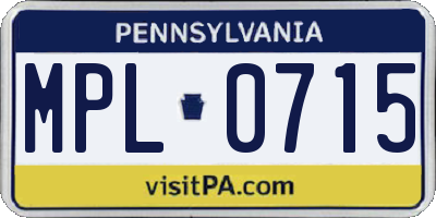 PA license plate MPL0715