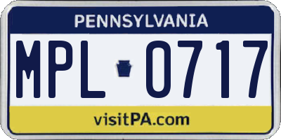 PA license plate MPL0717