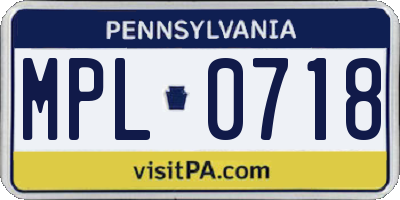 PA license plate MPL0718