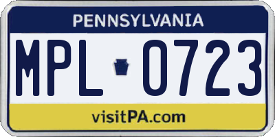 PA license plate MPL0723