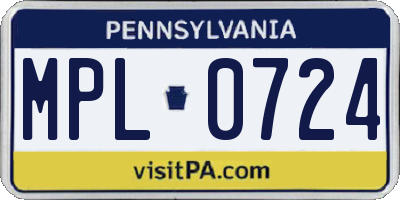PA license plate MPL0724