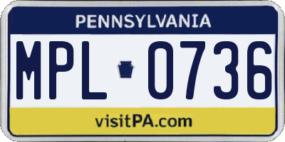 PA license plate MPL0736