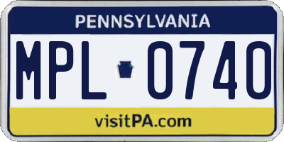 PA license plate MPL0740