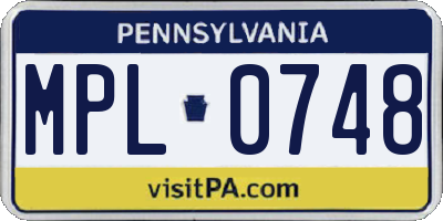 PA license plate MPL0748