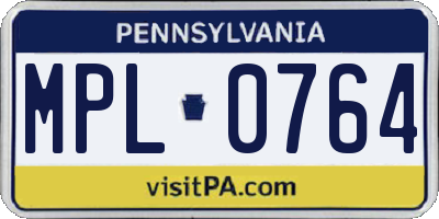 PA license plate MPL0764