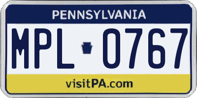 PA license plate MPL0767