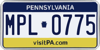PA license plate MPL0775