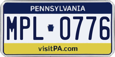 PA license plate MPL0776