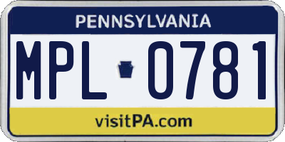 PA license plate MPL0781