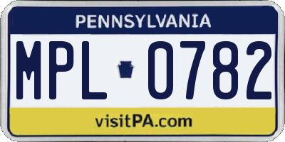 PA license plate MPL0782