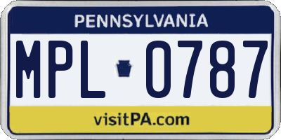 PA license plate MPL0787