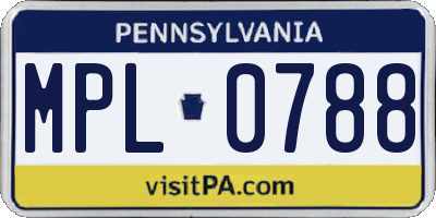 PA license plate MPL0788