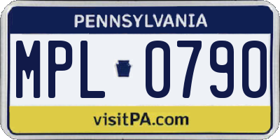 PA license plate MPL0790