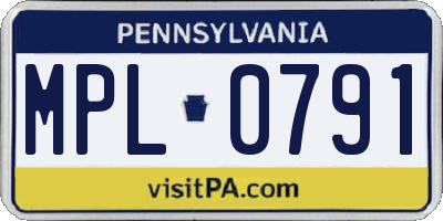 PA license plate MPL0791