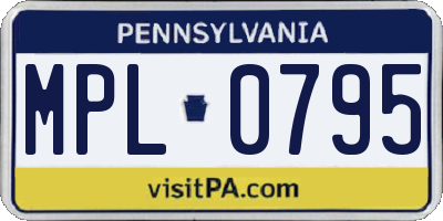 PA license plate MPL0795