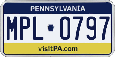 PA license plate MPL0797