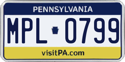 PA license plate MPL0799