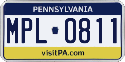 PA license plate MPL0811