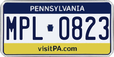 PA license plate MPL0823