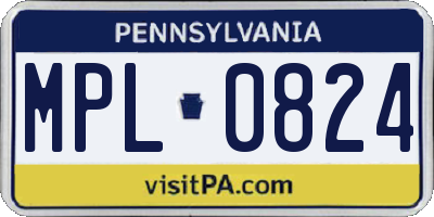 PA license plate MPL0824
