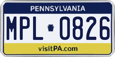 PA license plate MPL0826