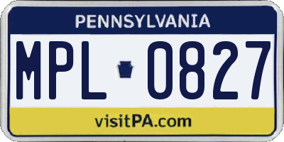 PA license plate MPL0827