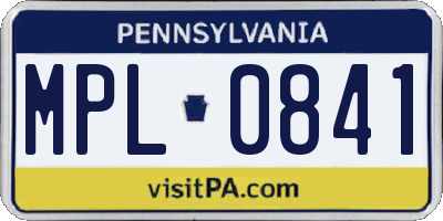 PA license plate MPL0841