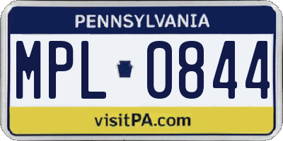 PA license plate MPL0844