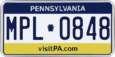 PA license plate MPL0848