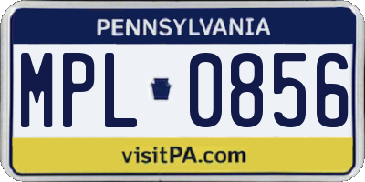 PA license plate MPL0856