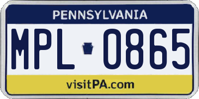 PA license plate MPL0865