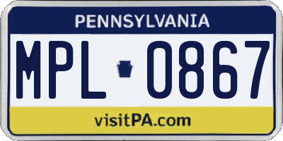 PA license plate MPL0867