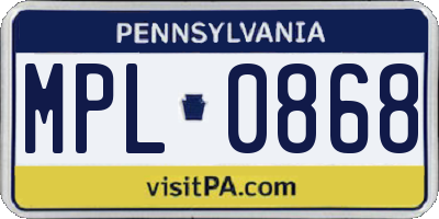 PA license plate MPL0868