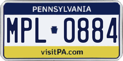PA license plate MPL0884