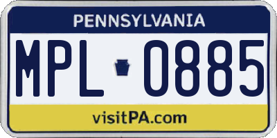 PA license plate MPL0885