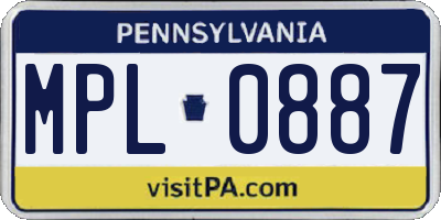 PA license plate MPL0887
