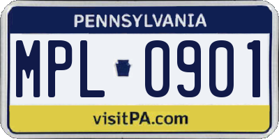 PA license plate MPL0901