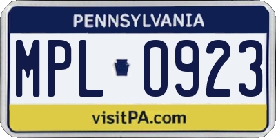 PA license plate MPL0923