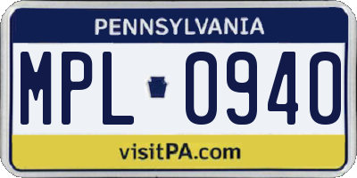 PA license plate MPL0940