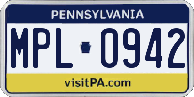 PA license plate MPL0942