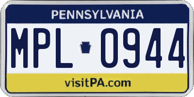 PA license plate MPL0944