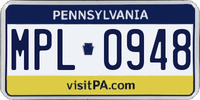 PA license plate MPL0948