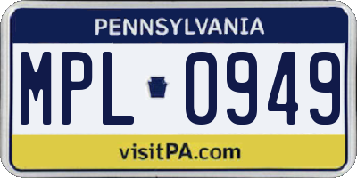 PA license plate MPL0949