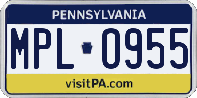 PA license plate MPL0955