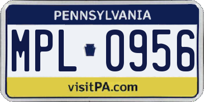 PA license plate MPL0956
