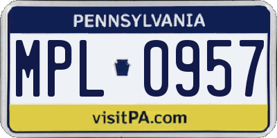 PA license plate MPL0957